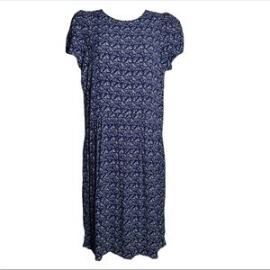 SESSUN Women’s Navy Geometric Short Large Zip Up Sundress Short Sleeve Sun Dress